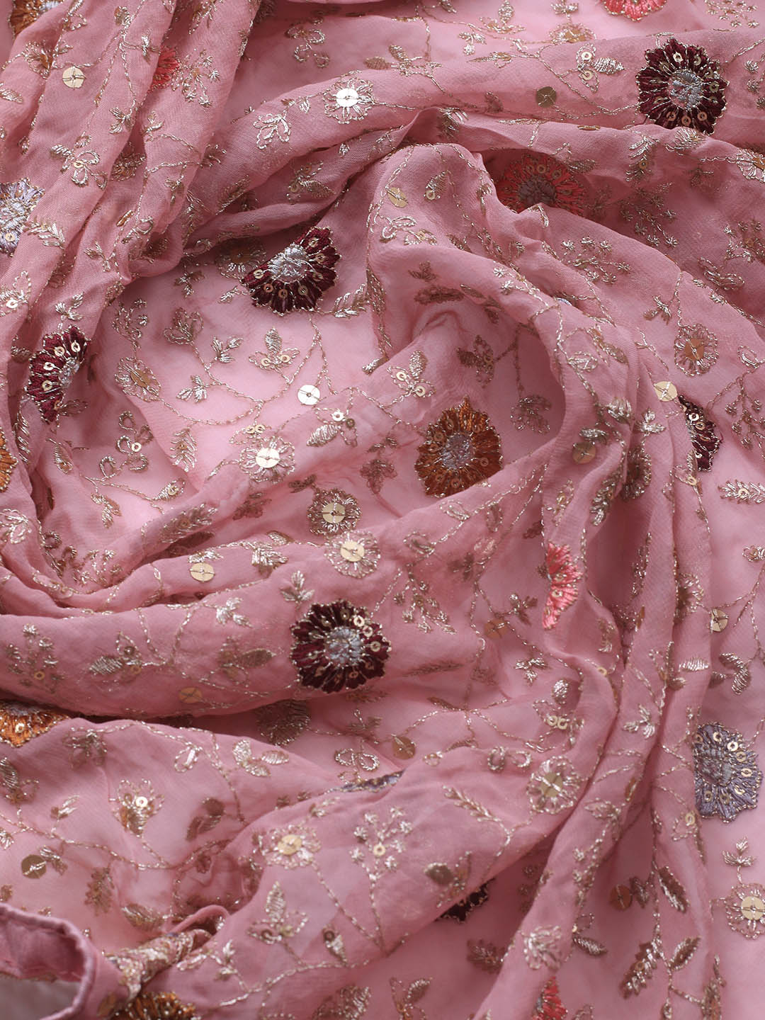 Embroidered Georgette Unstitched Suit Piece With Dupatta