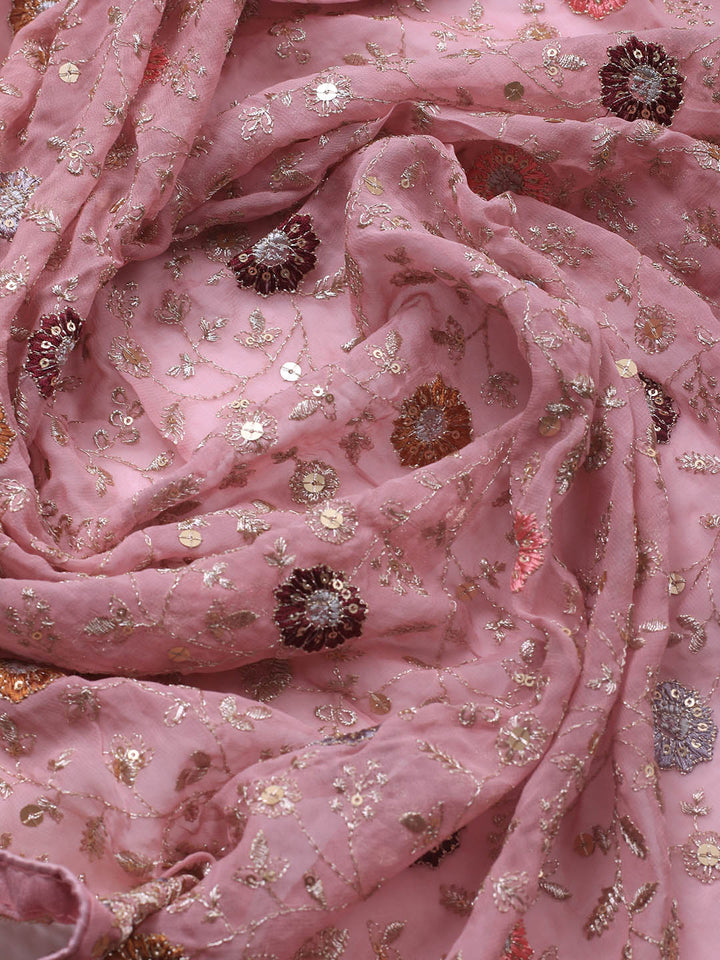 Embroidered Georgette Unstitched Suit Piece With Dupatta