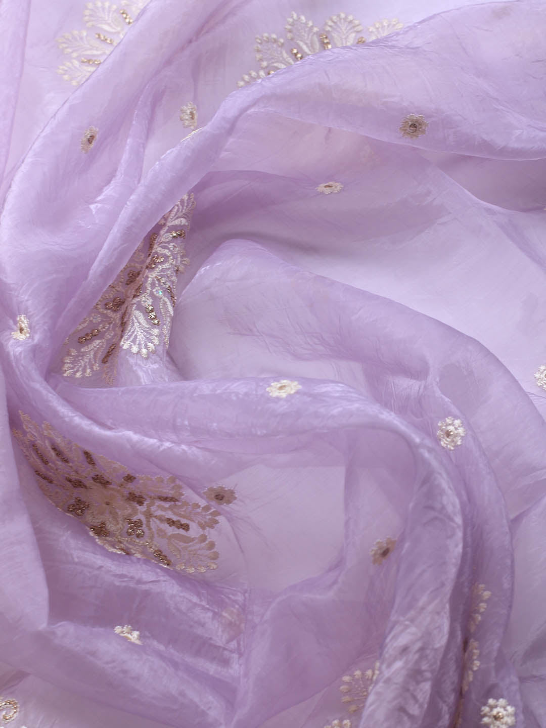 Neck Embroidery Organza Unstitched Suit Piece With Dupatta