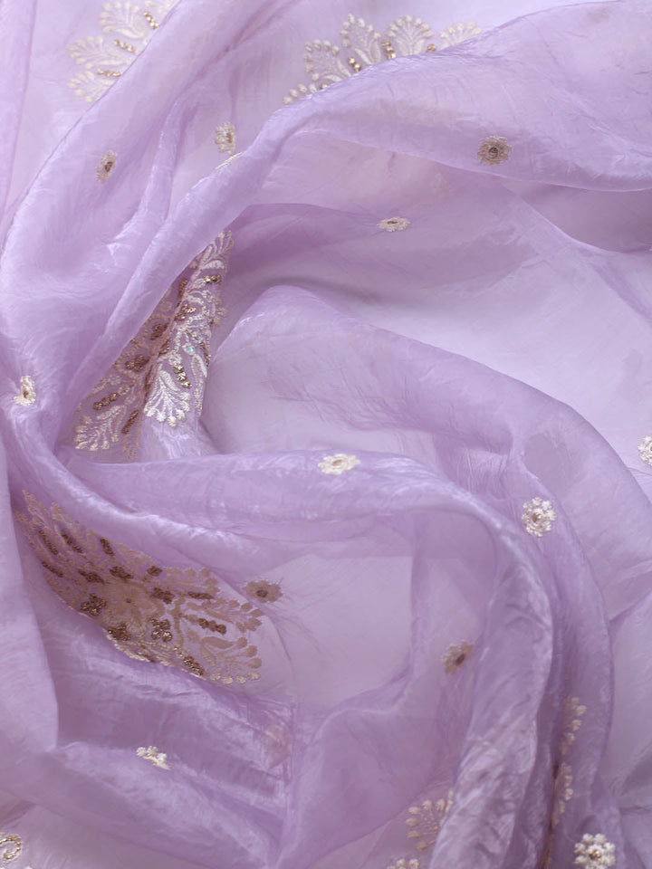 Neck Embroidery Organza Unstitched Suit Piece With Dupatta