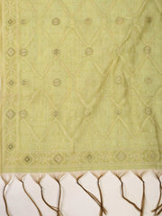 Neck Embroidery Chanderi Unstitched Suit With Dupatta