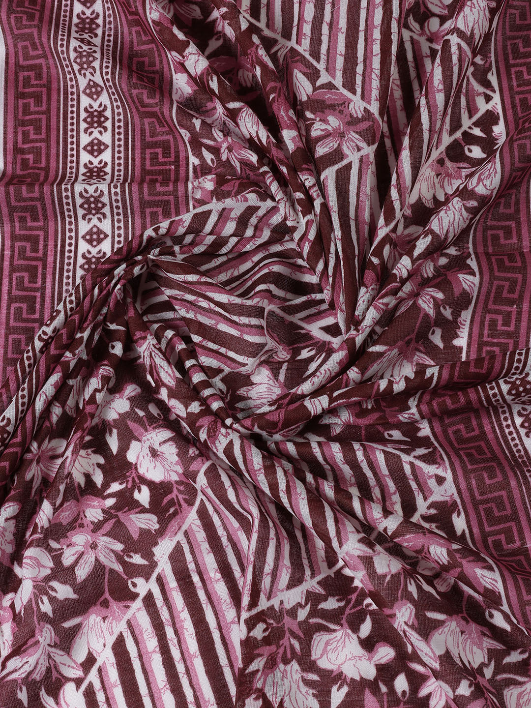 Printed Cotton Blend Unstitched Suit With Dupatta