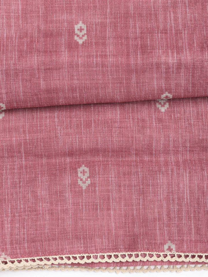 Neck Embroidered Chanderi Unstitched Suit Piece With Dupatta