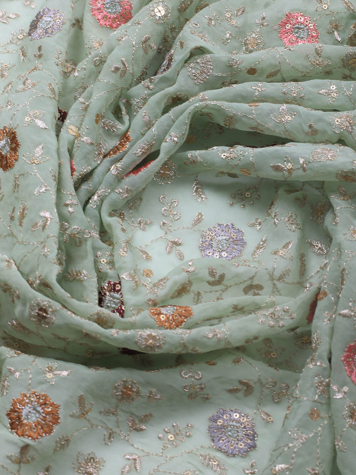 Embroidered Georgette Unstitched Suit Piece With Dupatta