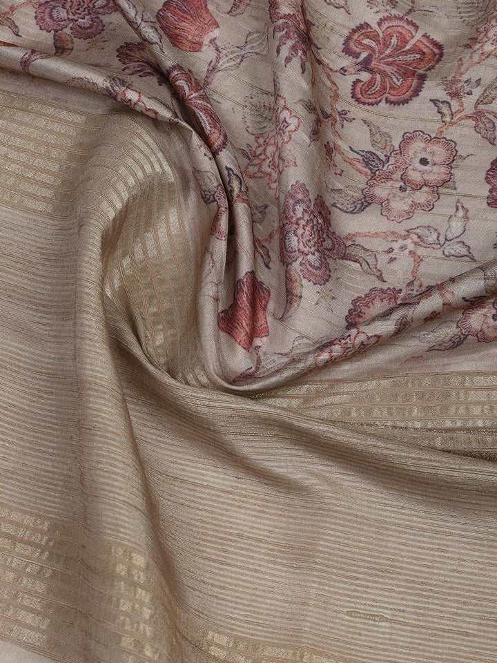 Neck Embroidery Art Tussar Unstitched Suit With Dupatta