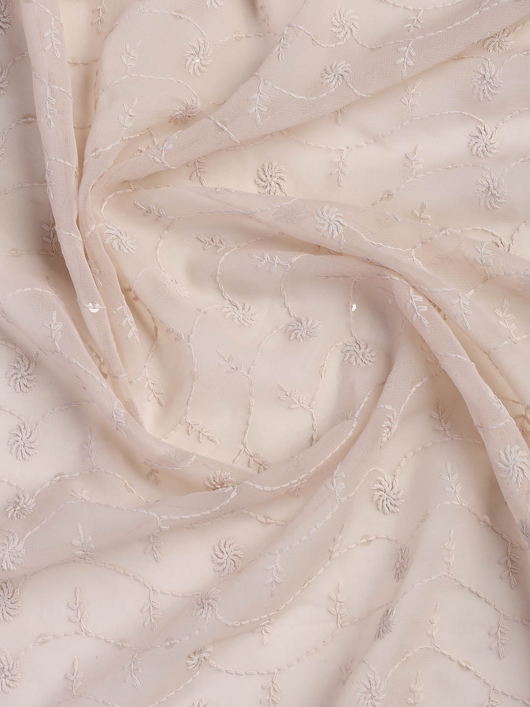 Chiken Work Georgette Unstitched Suit With Dupatta