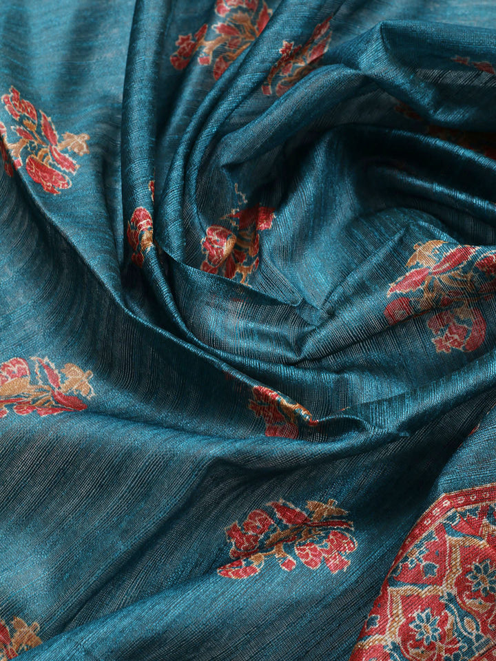 Neck Patti Chanderi Unstitched Suit With Dupatta