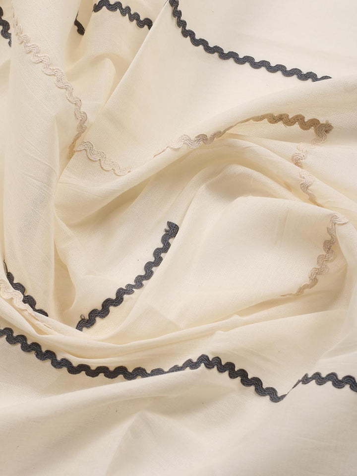 Neck Embroidered Cotton Blend Unstitched Suit Piece With Dupatta