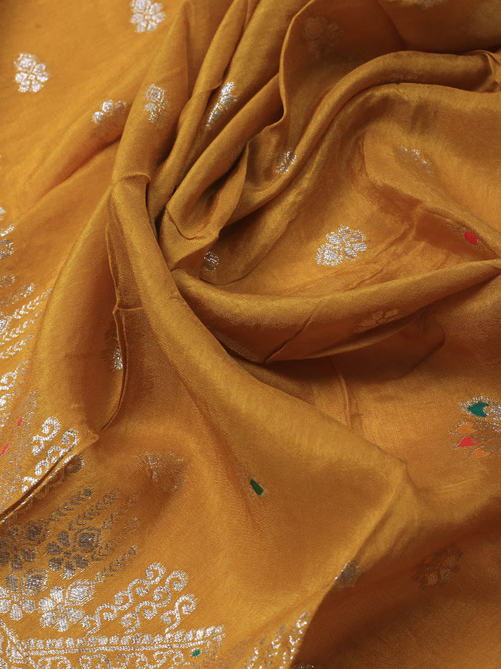 Neck Embroidery Chanderi Unstitched Suit With Dupatta