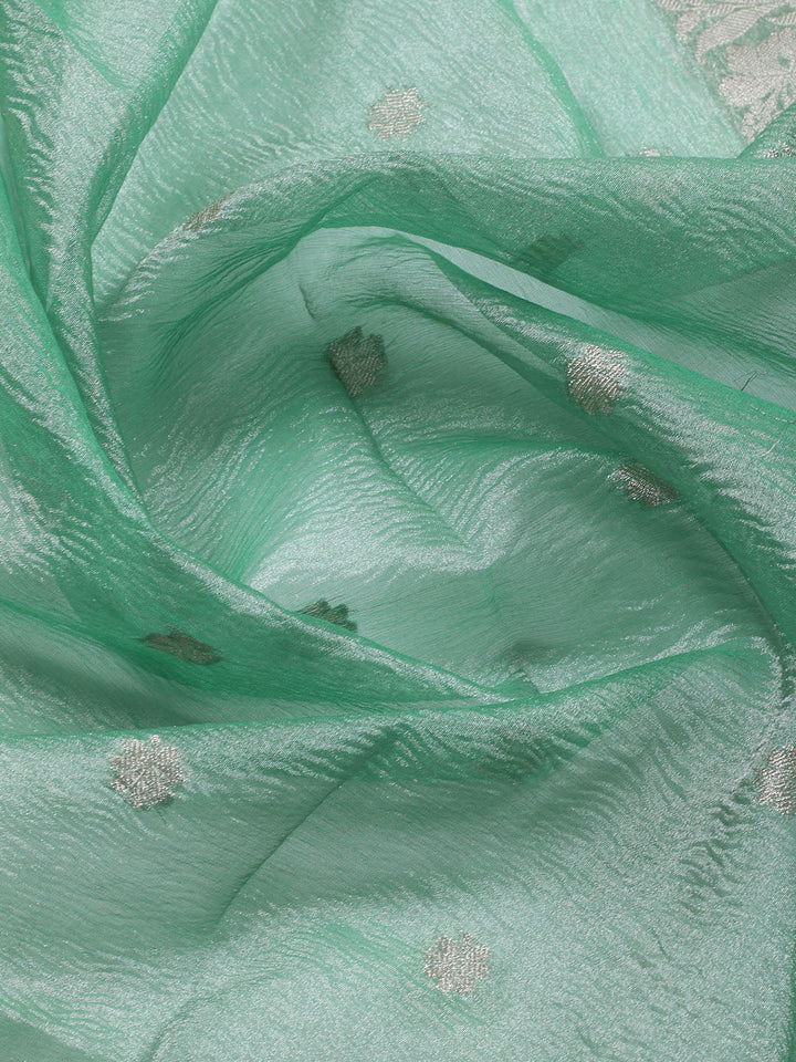 Neck Embroidered Tissue Unstitched Suit Piece With Dupatta