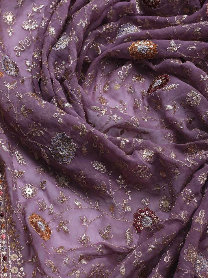 Embroidered Georgette Unstitched Suit Piece With Dupatta