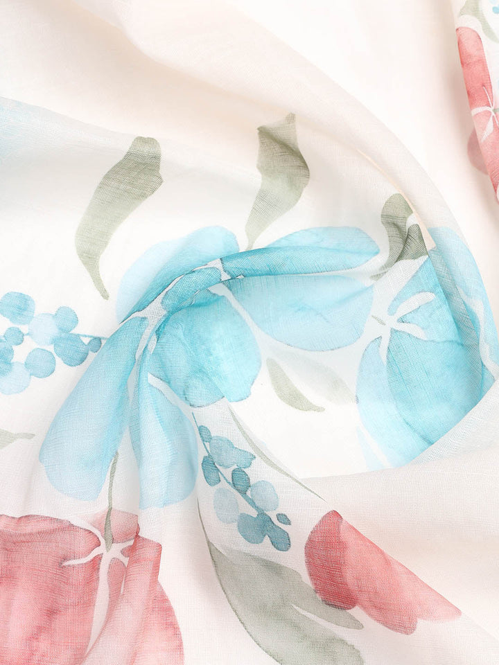 Printed Linen Unstitched Suit With Dupatta