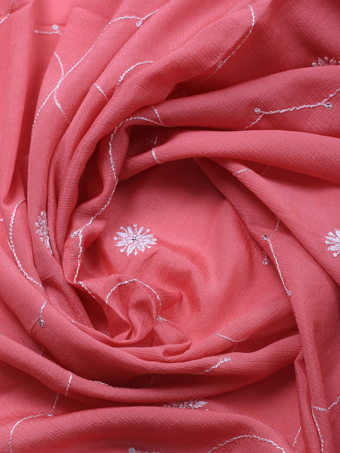 Embroidered Art Silk Unstitched Suit Piece With Dupatta