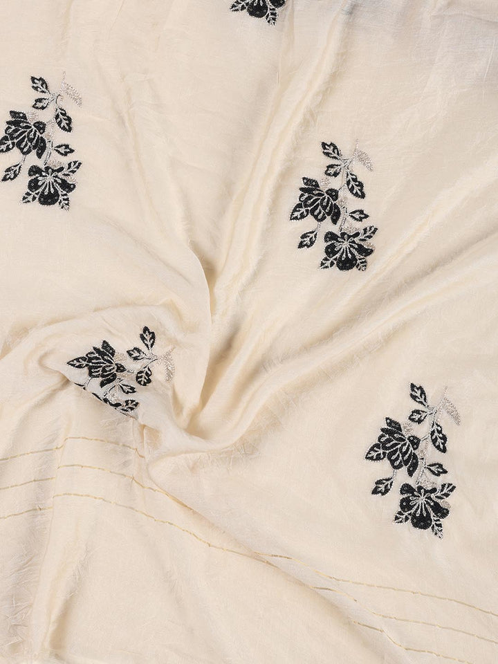 Neck Embroidered Chanderi Unstitched Suit Piece With Dupatta