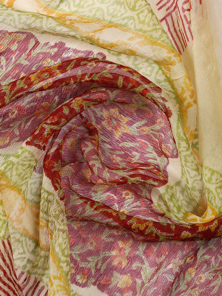 Printed Cotton Blend Unstitched Suit With Dupatta