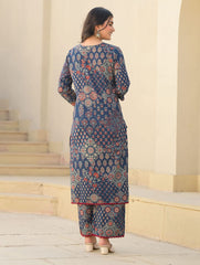 Printed Cotton Blend Kurta With Pants