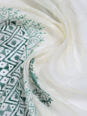 Neck Work Cotton Blend Unstitched Suit With Dupatta