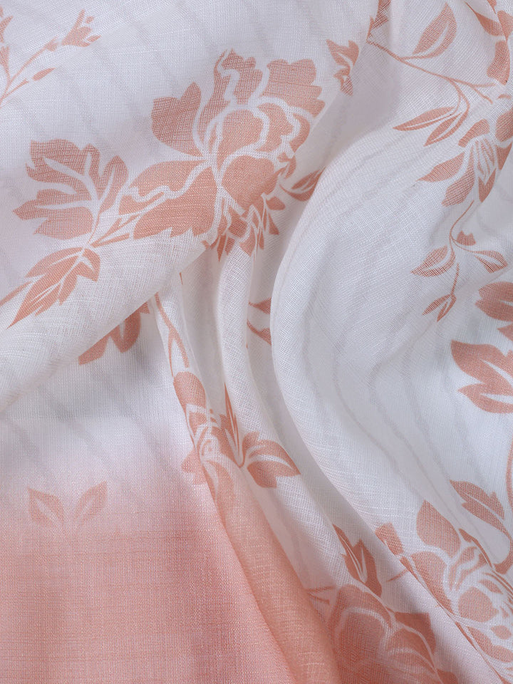 Floral Printed Linen Unstitched Suit With Dupatta
