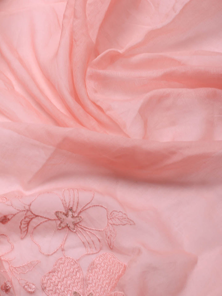 Embroidered Chanderi Unstitched Suit With Dupatta