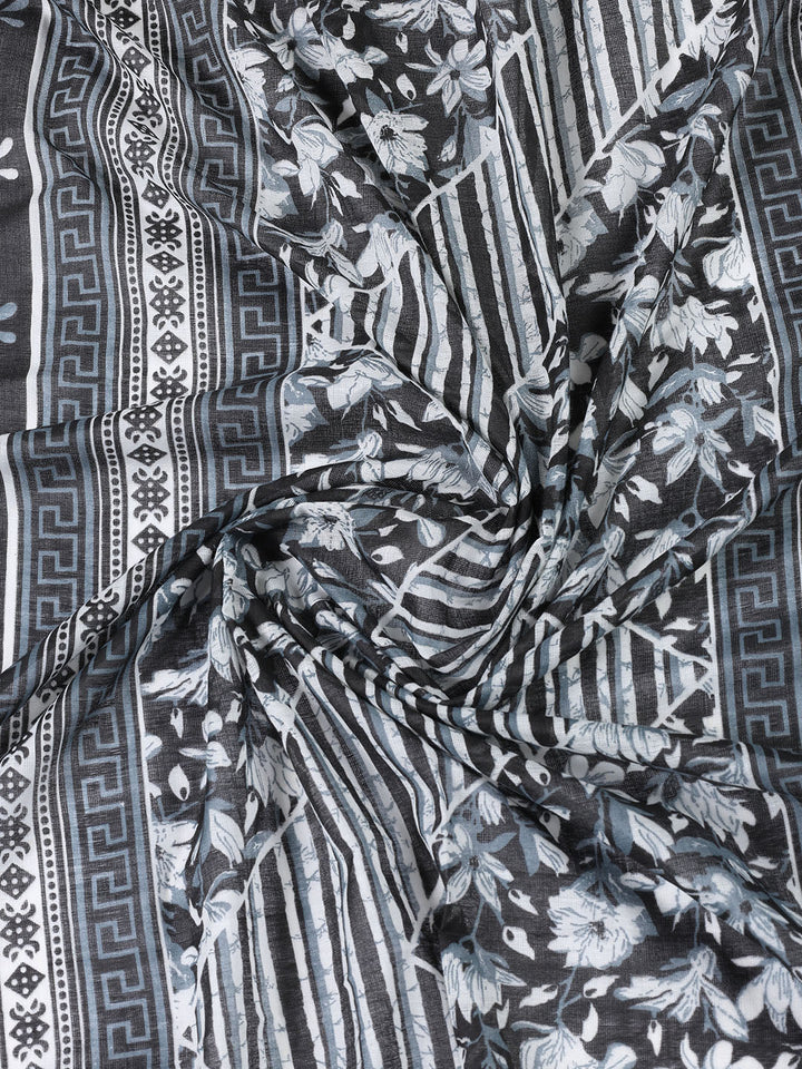 Printed Cotton Blend Unstitched Suit With Dupatta