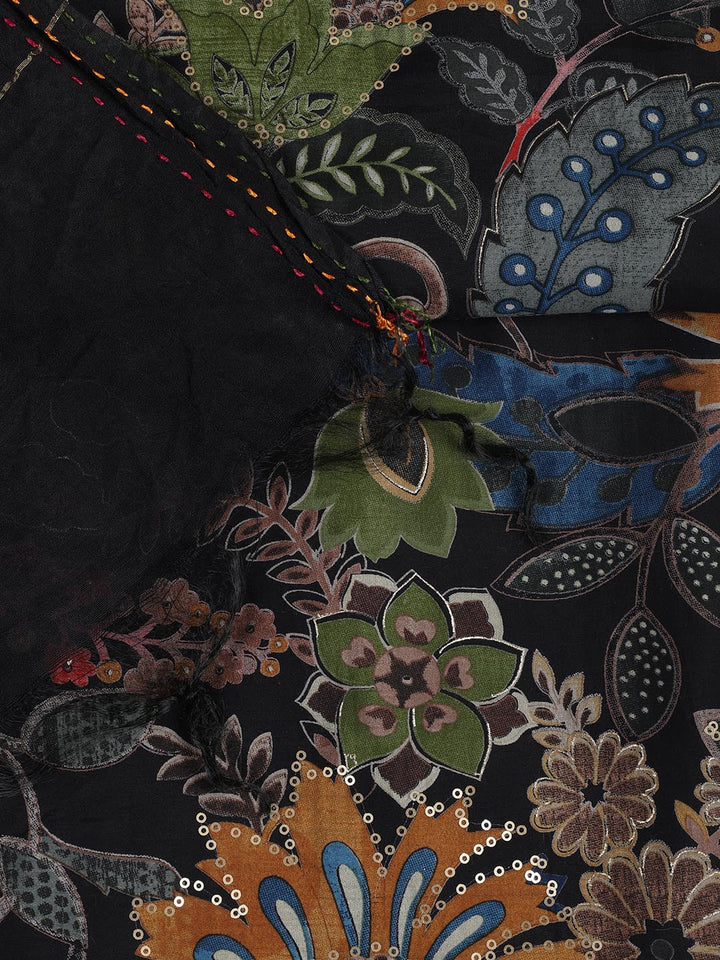 Neck Embroidered Cotton Blend Unstitched Suit Piece With Dupatta