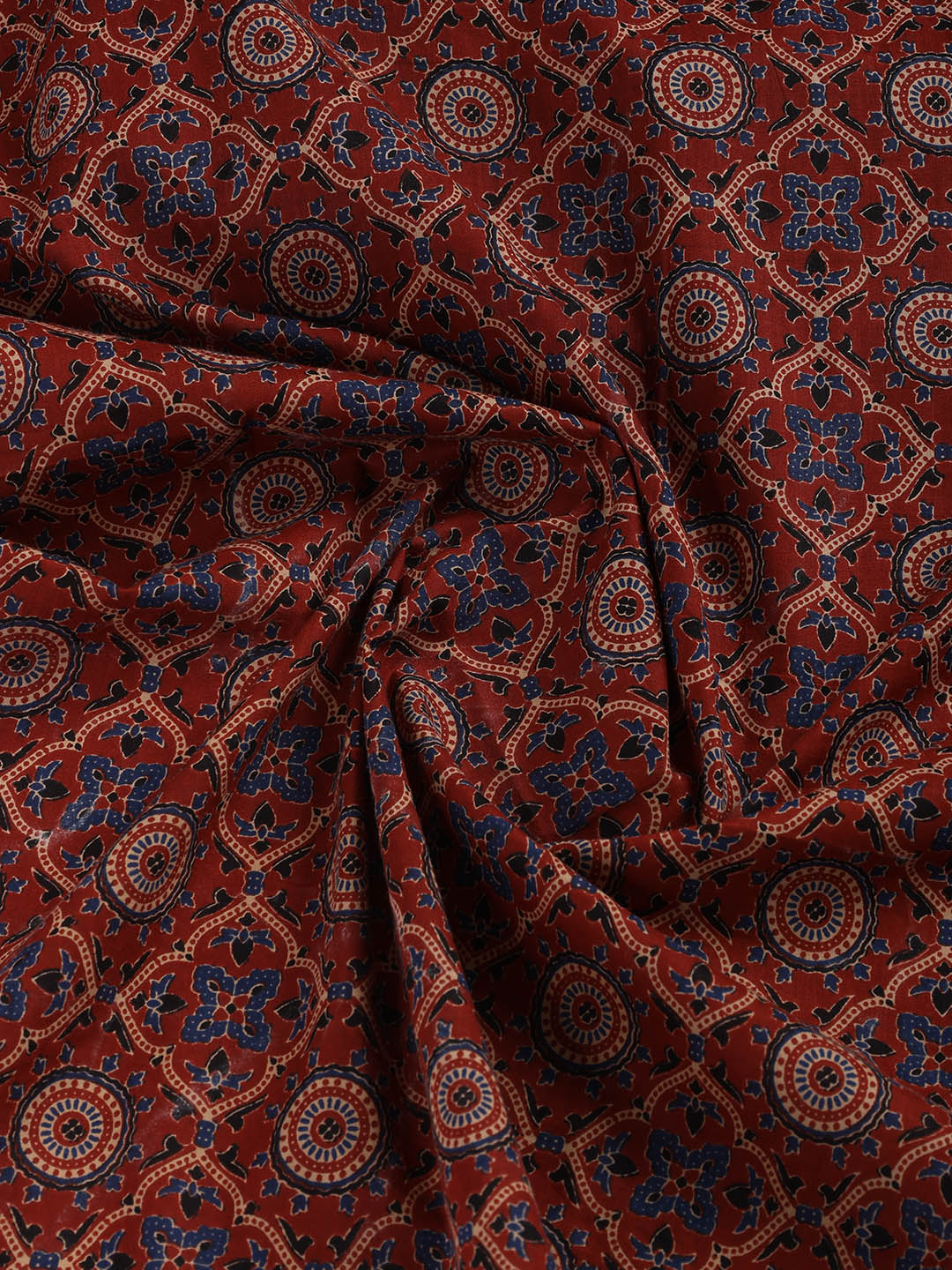Neck Mirror Work Cotton Blend Unstitched Suit With Dupatta