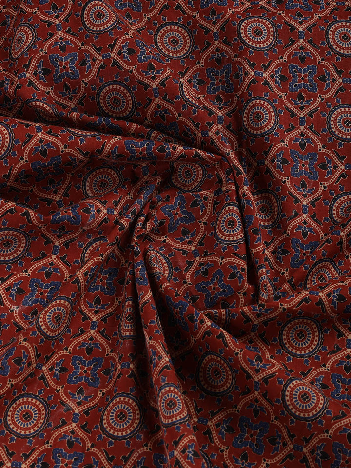 Neck Mirror Work Cotton Blend Unstitched Suit With Dupatta
