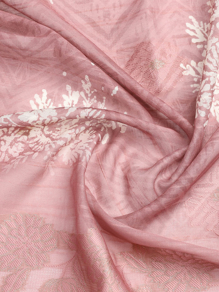 Printed Linen Unstitched Suit Piece With Dupatta