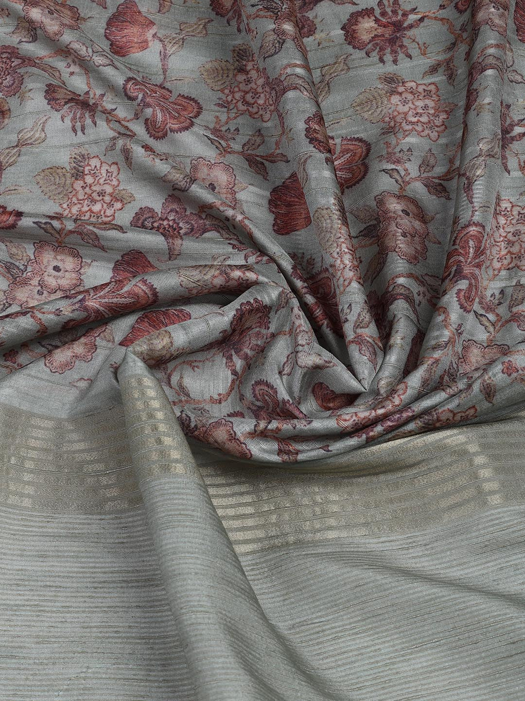 Neck Embroidery Art Tussar Unstitched Suit With Dupatta