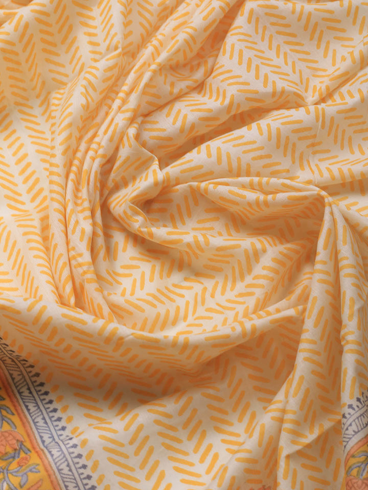 Printed Cotton Blend Unstitched Suit Piece With Dupatta