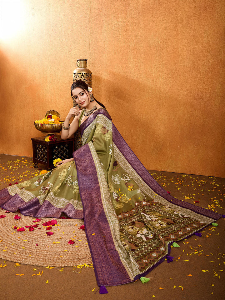 Patola Zari Border Art Silk Woven Saree