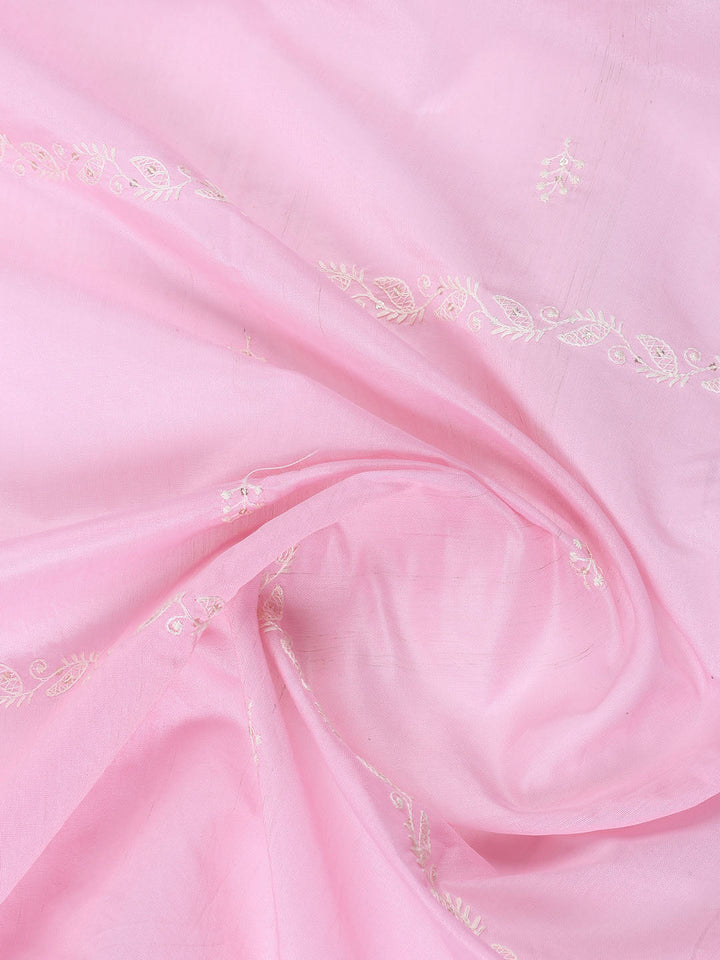 Embroidered Chanderi Unstitched Suit With Dupatta