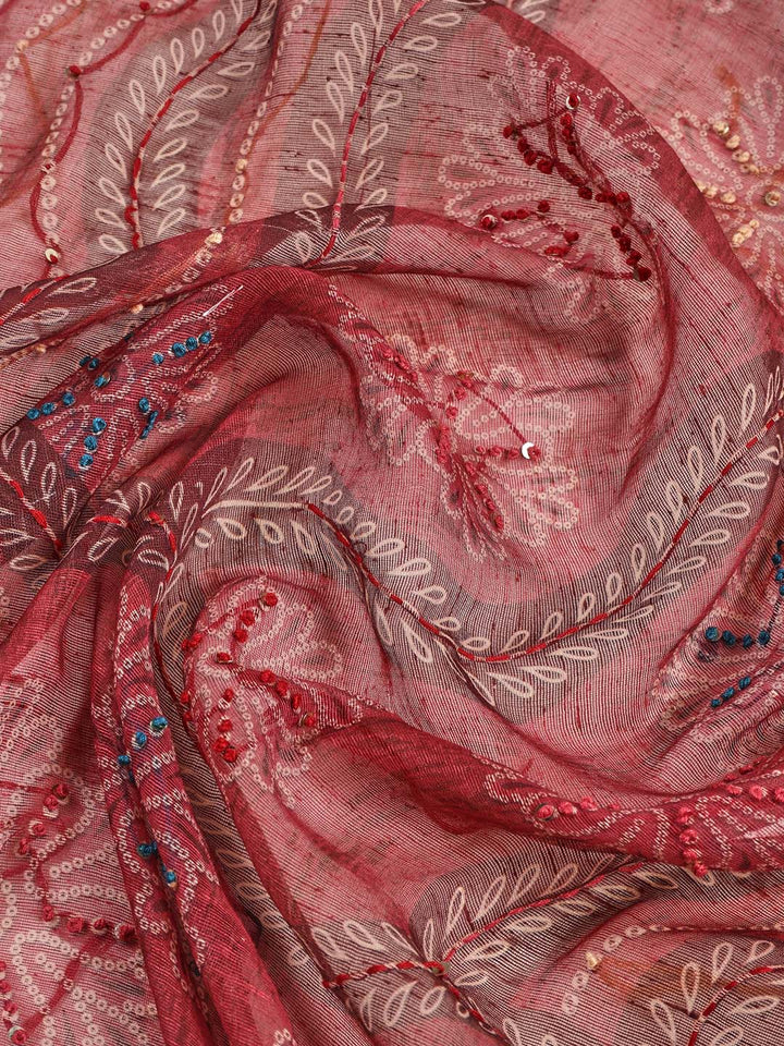 Yoke Embroidery Chanderi Unstitched Suit Piece With Dupatta