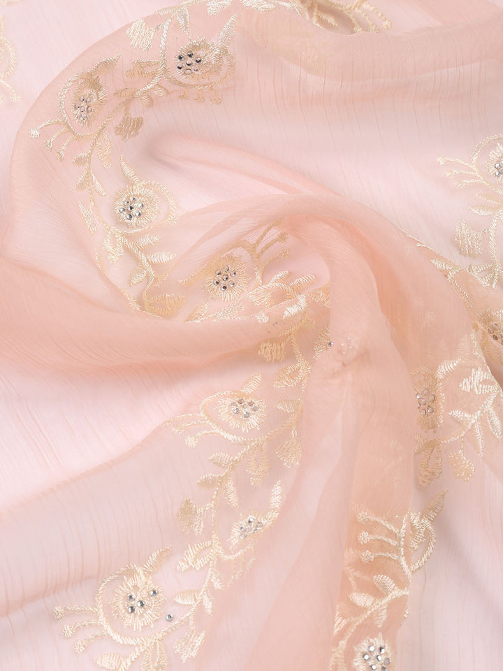 Embroidered Organza Unstitched Suit With Dupatta