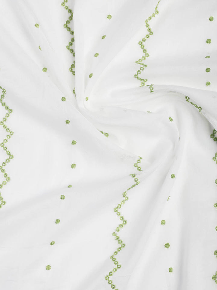 Neck Embroidered Cotton Blend Unstitched Suit With Dupatta