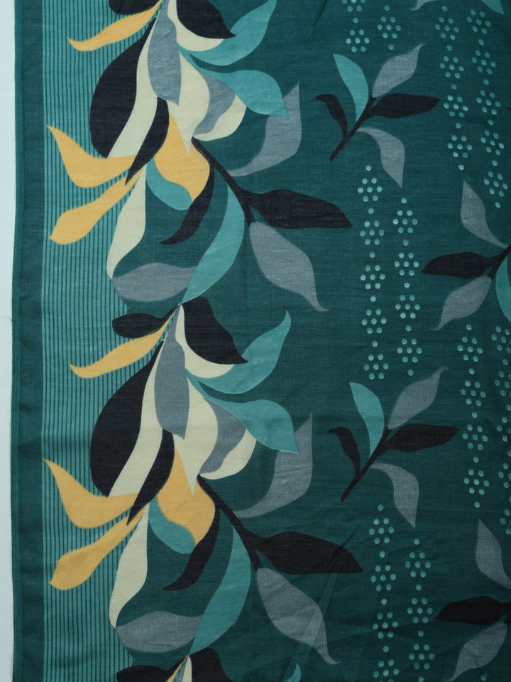 Printed Chanderi Unstitched Suit With Pant &amp; Dupatta