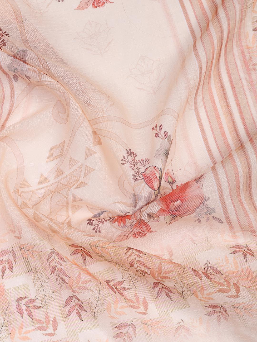 Printed Linen Unstitched Suit With Dupatta