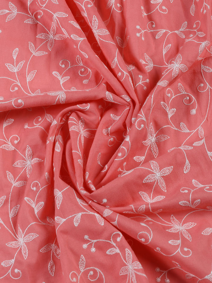 Neck Embroidered Cotton Blend Unstitched Suit Piece With Dupatta