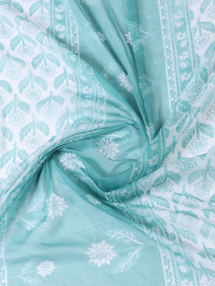 Printed Cotton Blend Unstitched Suit With Dupatta