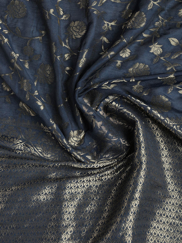 Embroidered Chanderi Unstitched Suit Piece With Dupatta