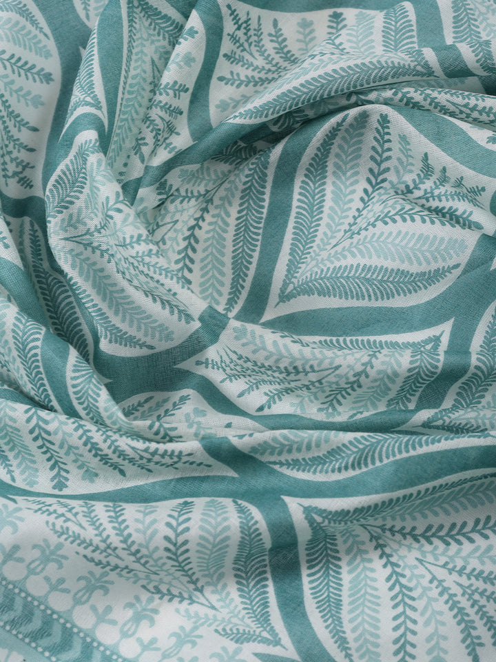 Printed Cotton Blend Unstitched Suit With Dupatta