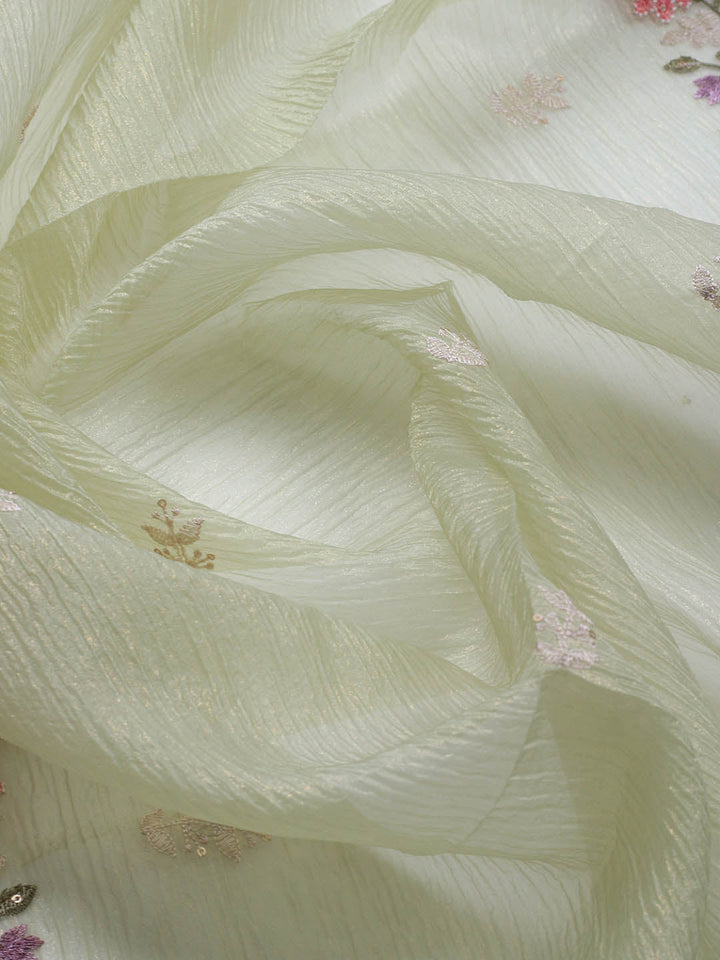 Neck Embroidery Organza Unstitched Suit Piece With Dupatta