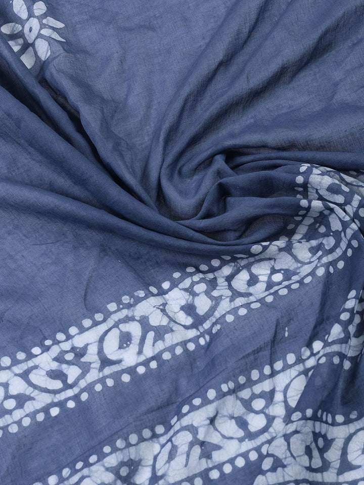Printed Cotton Blend Unstitched Suit Piece With Dupatta