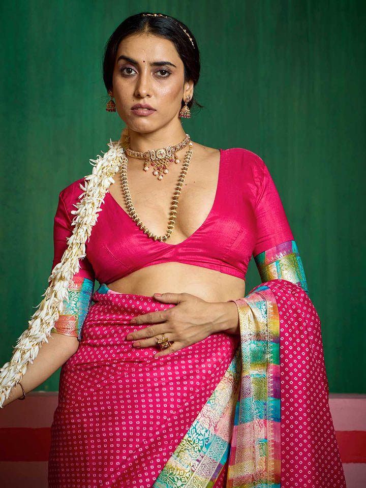 Bandhani Printed Art Silk Saree