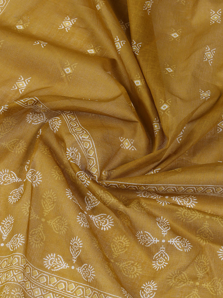 Neck Work Cotton Blend Unstitched Suit With Dupatta