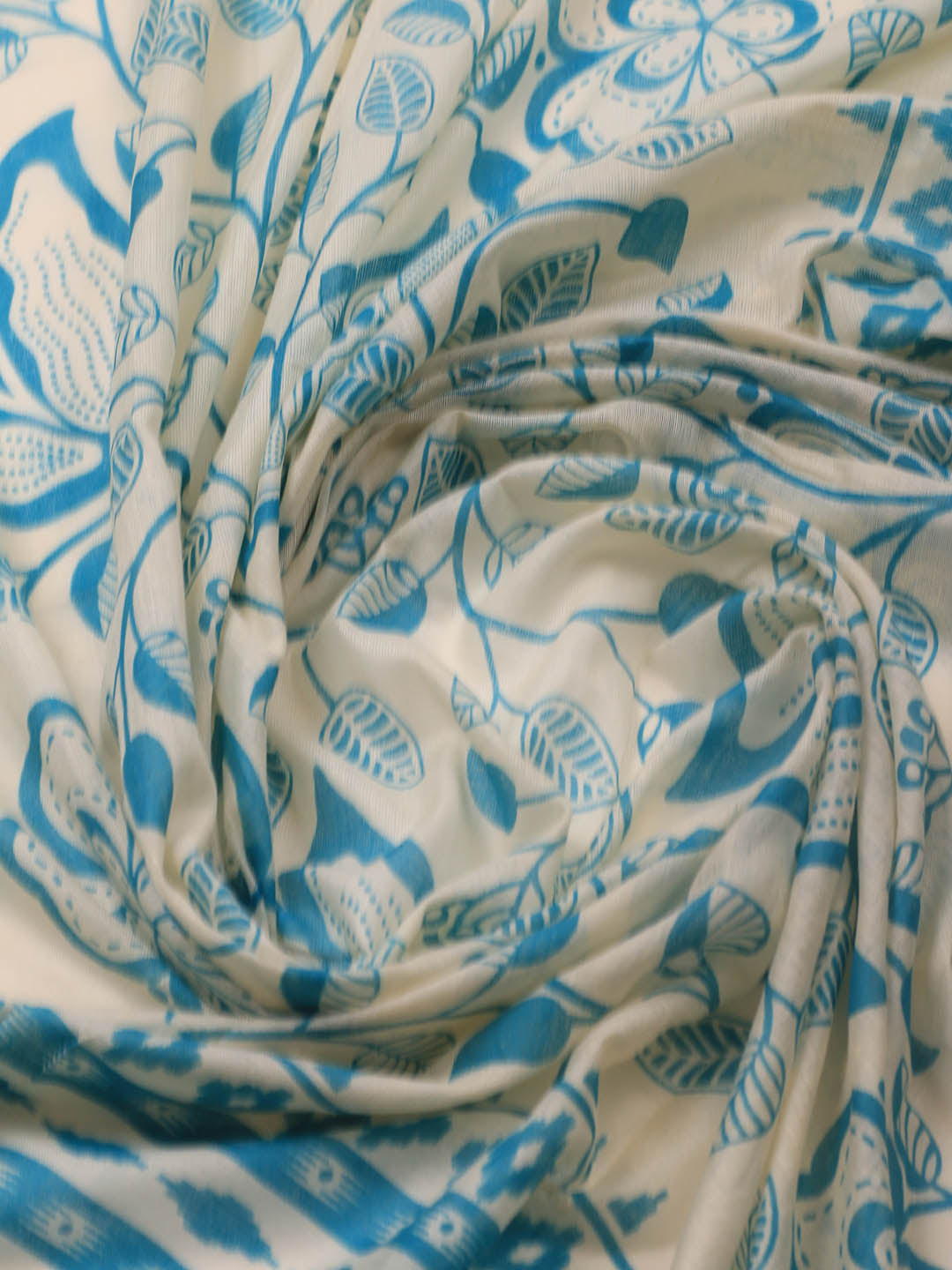 Printed Cotton Blend Unstitched Suit With Dupatta