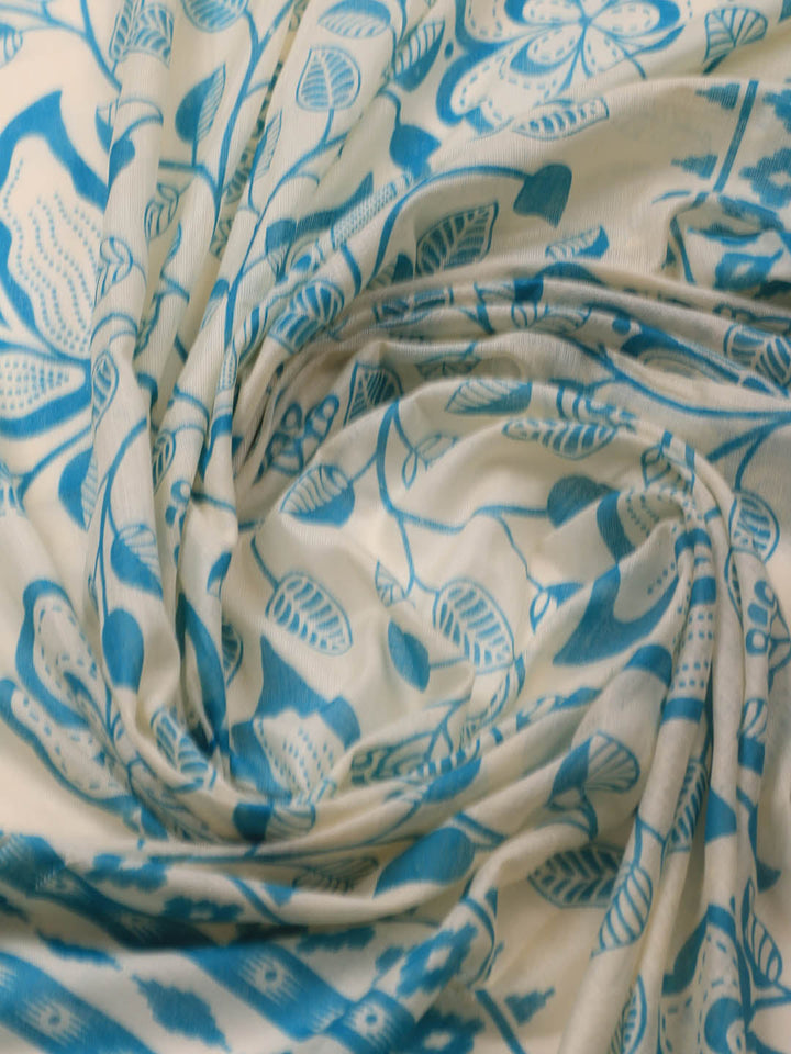 Printed Cotton Blend Unstitched Suit With Dupatta