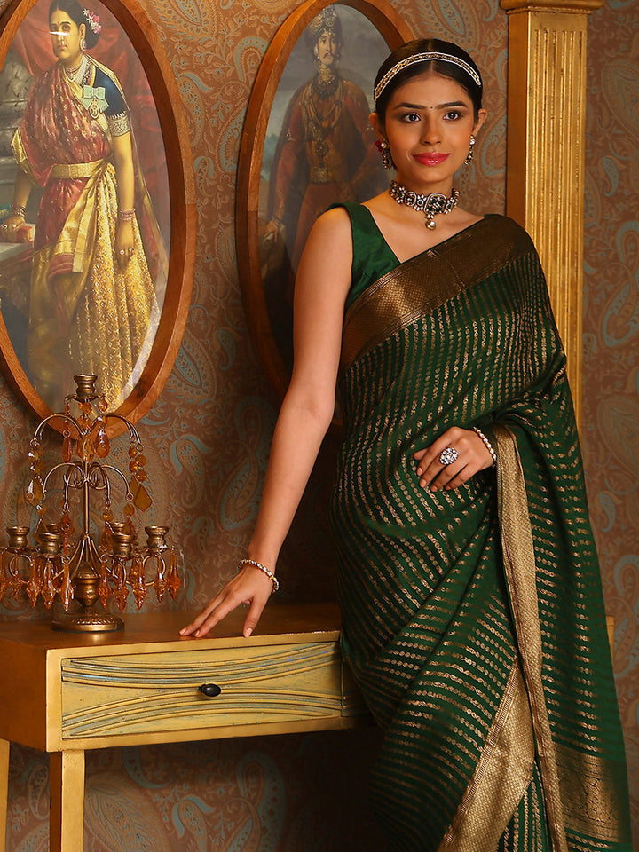 Antique Zari Woven Crepe Plain Saree