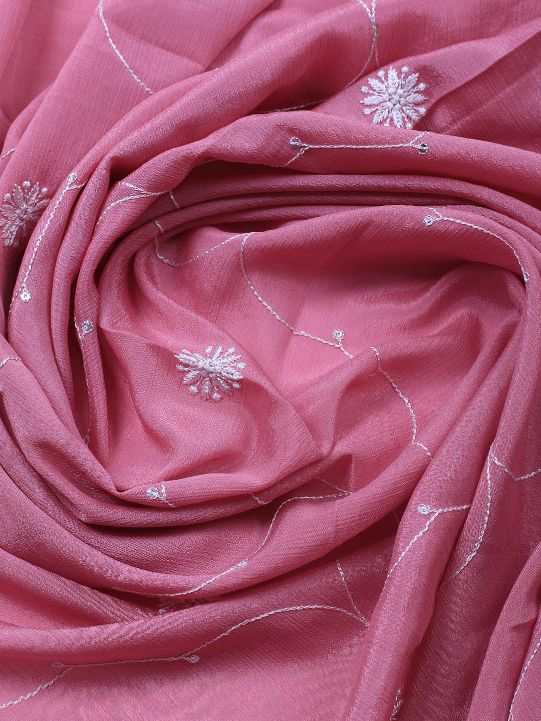 Embroidered Art Silk Unstitched Suit Piece With Dupatta