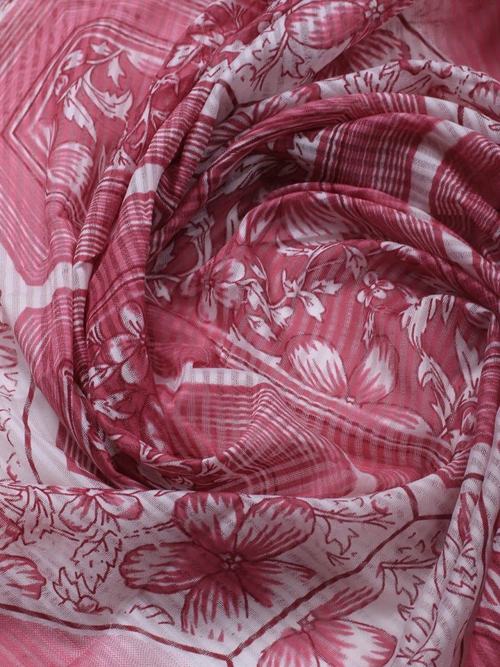 Printed Cotton Blend Unstitched Suit With Dupatta